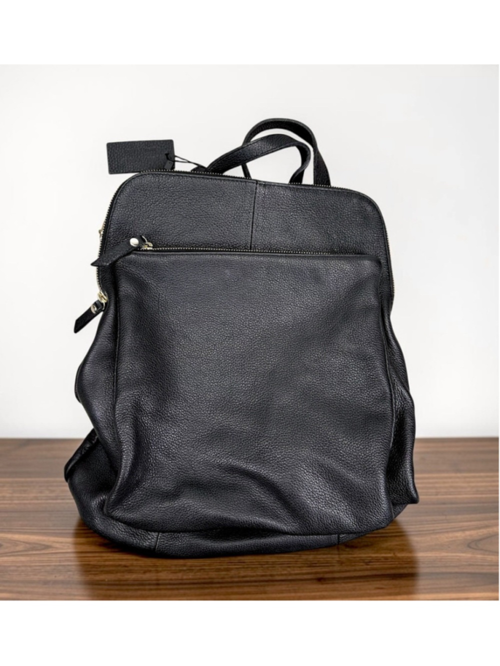 L. Credi Convertible Backpack Bag Purse Black Soft Pebbled Leather Made In Italy